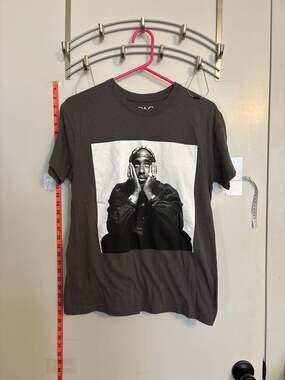 2Pac Tupac Shakur Graphic T-Shirt Charcoal Gray
